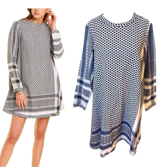Cecilie Copenhagen Printed Mini Dress 1004 in Blue White Size Medium - Picture 1 of 8